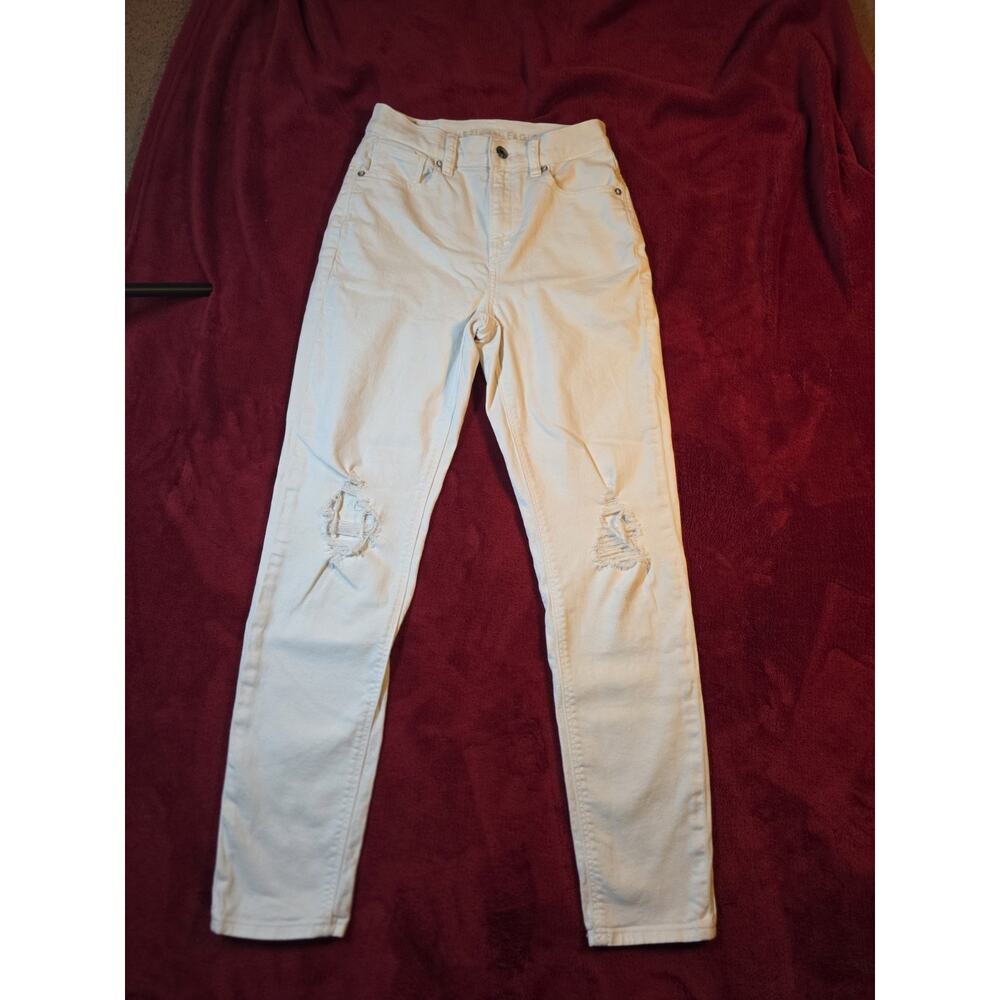American Eagle Women’s 00 Regular White Distressed Super Stretch Jegging Jeans